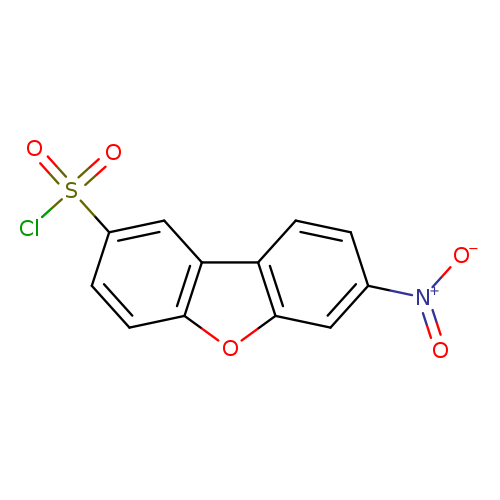 [O-][N+](=O)c1ccc2c(c1)oc1c2cc(cc1)S(=O)(=O)Cl