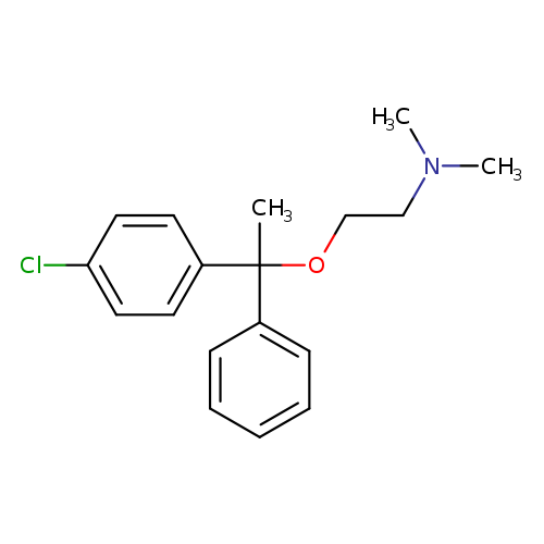 CN(CCOC(c1ccc(cc1)Cl)(c1ccccc1)C)C