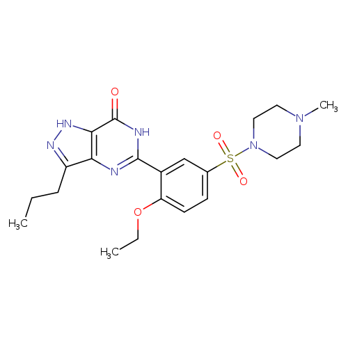 CCCc1n[nH]c2c1nc([nH]c2=O)c1cc(ccc1OCC)S(=O)(=O)N1CCN(CC1)C