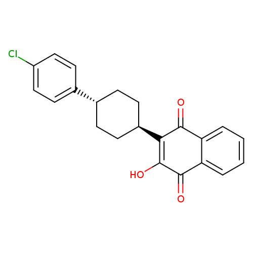Clc1ccc(cc1)[C@@H]1CC[C@H](CC1)C1=C(O)C(=O)c2c(C1=O)cccc2