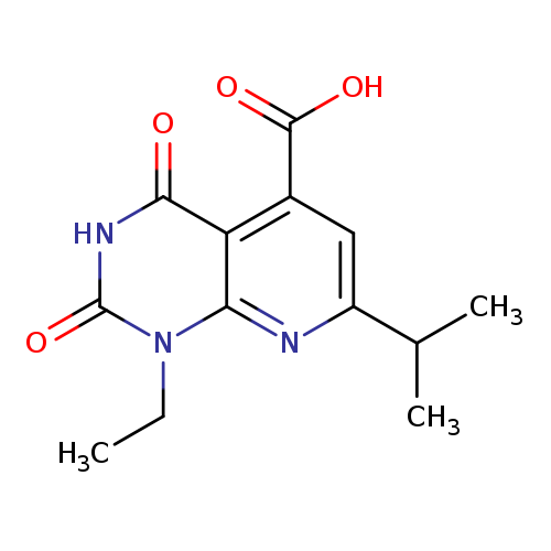 CCn1c(=O)[nH]c(=O)c2c1nc(cc2C(=O)O)C(C)C