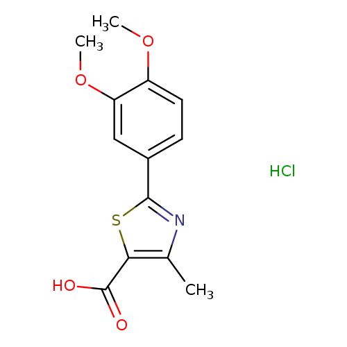 COc1cc(ccc1OC)c1nc(c(s1)C(=O)O)C.Cl