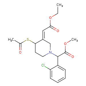 CCOC(=O)/C=C/1CN(CCC1SC(=O)C)C(c1ccccc1Cl)C(=O)OC