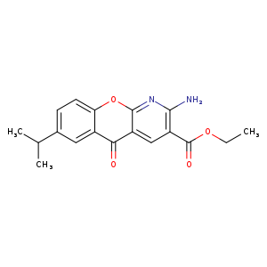 CCOC(=O)c1cc2c(nc1N)oc1c(c2=O)cc(cc1)C(C)C