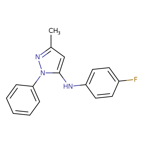 Fc1ccc(cc1)Nc1cc(nn1c1ccccc1)C