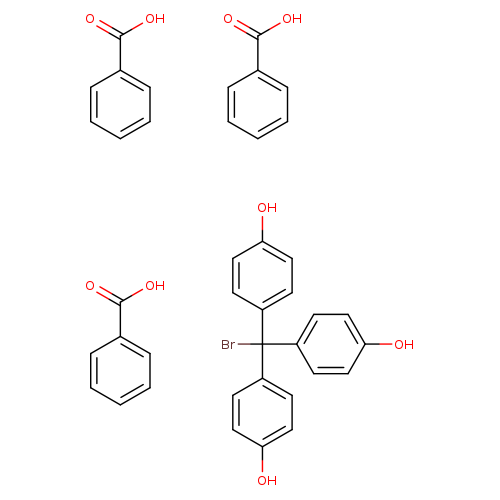 BrC(c1ccc(cc1)O)(c1ccc(cc1)O)c1ccc(cc1)O.OC(=O)c1ccccc1.OC(=O)c1ccccc1.OC(=O)c1ccccc1