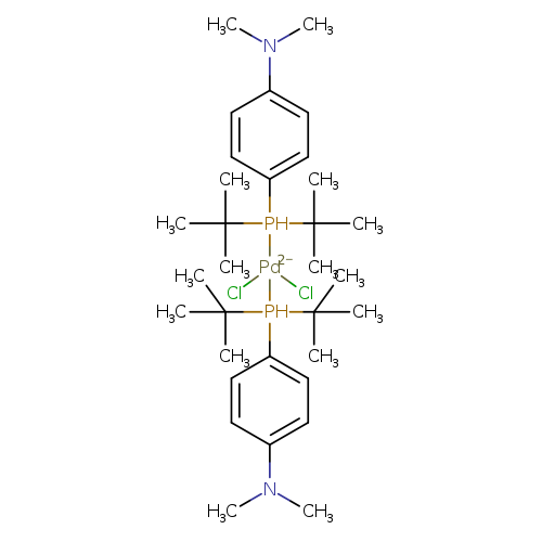 Cl[Pd-2](P(C(C)(C)C)(C(C)(C)C)c1ccc(cc1)N(C)C)(P(C(C)(C)C)(C(C)(C)C)c1ccc(cc1)N(C)C)Cl