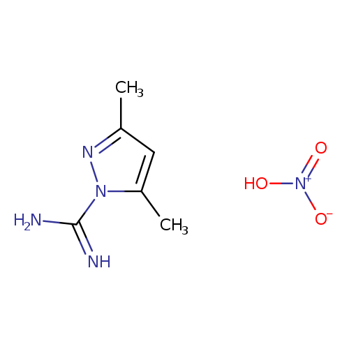 Cc1cc(nn1C(=N)N)C.[O-][N+](=O)O