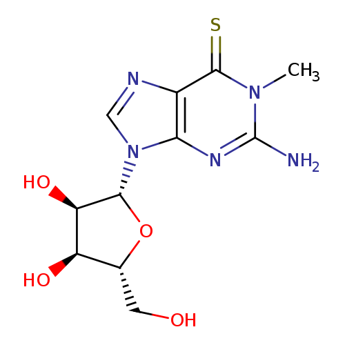OC[C@H]1O[C@H]([C@@H]([C@@H]1O)O)n1cnc2c1nc(N)n(c2=S)C