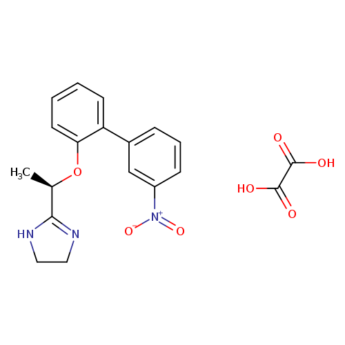 C[C@H](C1=NCCN1)Oc1ccccc1c1cccc(c1)[N+](=O)[O-].OC(=O)C(=O)O