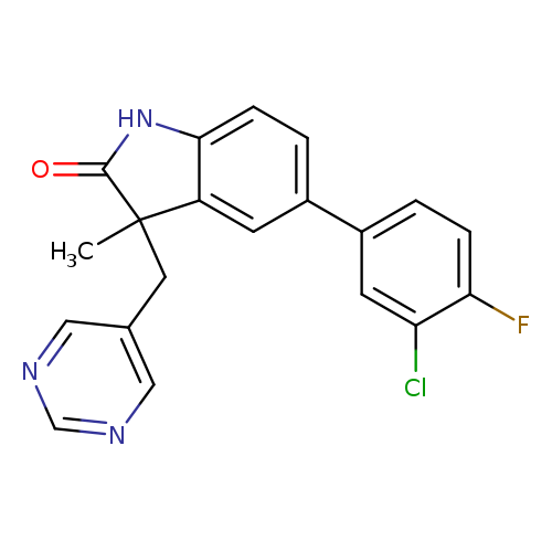 O=C1Nc2c(C1(C)Cc1cncnc1)cc(cc2)c1ccc(c(c1)Cl)F