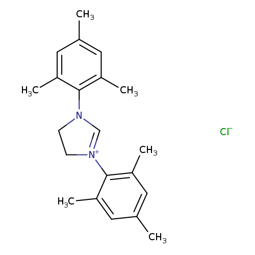 Cc1cc(C)c(c(c1)C)N1CC[N+](=C1)c1c(C)cc(cc1C)C.[Cl-]