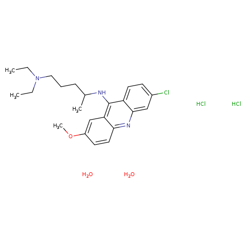 CCN(CCCC(Nc1c2cc(OC)ccc2nc2c1ccc(c2)Cl)C)CC.O.O.Cl.Cl