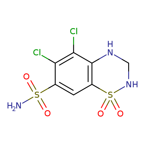 Clc1c(Cl)c2NCNS(=O)(=O)c2cc1S(=O)(=O)N