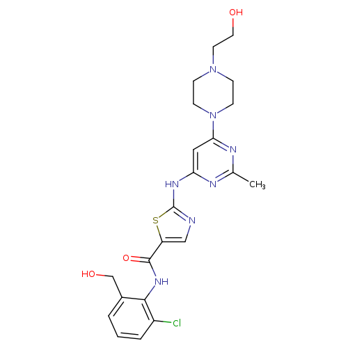 OCCN1CCN(CC1)c1cc(nc(n1)C)Nc1ncc(s1)C(=O)Nc1c(Cl)cccc1CO