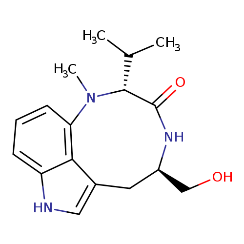 OC[C@@H]1NC(=O)[C@@H](C(C)C)N(c2c3c(C1)c[nH]c3ccc2)C