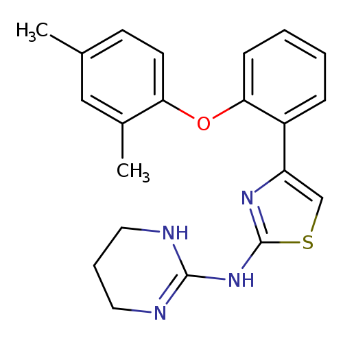 Cc1ccc(c(c1)C)Oc1ccccc1c1csc(n1)NC1=NCCCN1
