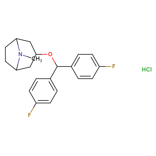 CN1C2CCC1CC(C2)OC(c1ccc(cc1)F)c1ccc(cc1)F.Cl