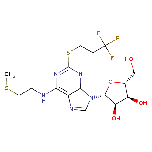 CSCCNc1nc(SCCC(F)(F)F)nc2c1ncn2[C@@H]1O[C@@H]([C@H]([C@H]1O)O)CO