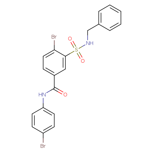 Brc1ccc(cc1)NC(=O)c1ccc(c(c1)S(=O)(=O)NCc1ccccc1)Br