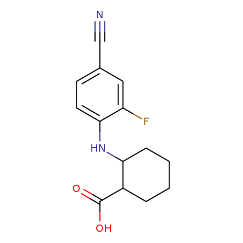 N#Cc1ccc(c(c1)F)NC1CCCCC1C(=O)O