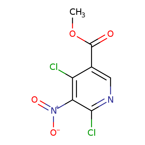 COC(=O)c1cnc(c(c1Cl)[N+](=O)[O-])Cl