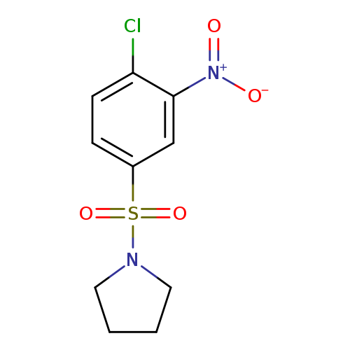 [O-][N+](=O)c1cc(ccc1Cl)S(=O)(=O)N1CCCC1