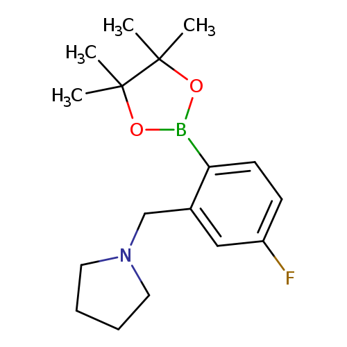 Fc1ccc(c(c1)CN1CCCC1)B1OC(C(O1)(C)C)(C)C