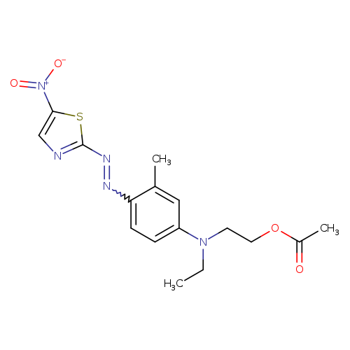 CCN(c1ccc(c(c1)C)N=Nc1ncc(s1)[N+](=O)[O-])CCOC(=O)C