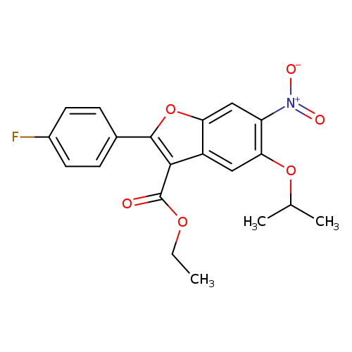 CCOC(=O)c1c(oc2c1cc(OC(C)C)c(c2)[N+](=O)[O-])c1ccc(cc1)F