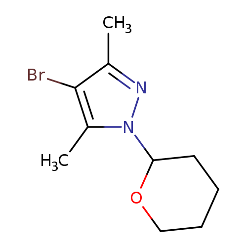 Cc1nn(c(c1Br)C)C1CCCCO1