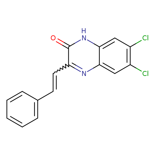 Clc1cc2[nH]c(=O)c(nc2cc1Cl)C=Cc1ccccc1
