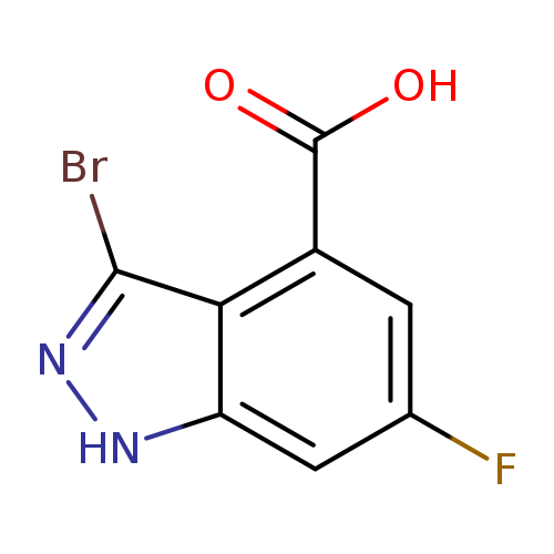 Fc1cc(C(=O)O)c2c(c1)[nH]nc2Br