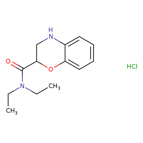 CCN(C(=O)C1CNc2c(O1)cccc2)CC.Cl