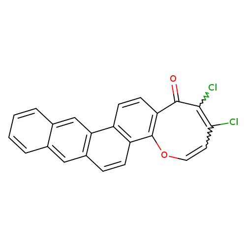 ClC1=C(Cl)C(=O)c2c(OC=C1)c1ccc3c(c1cc2)cc1c(c3)cccc1
