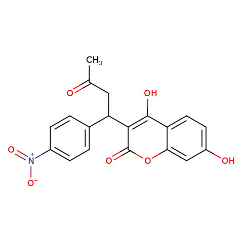 CC(=O)CC(c1c(=O)oc2c(c1O)ccc(c2)O)c1ccc(cc1)[N+](=O)[O-]