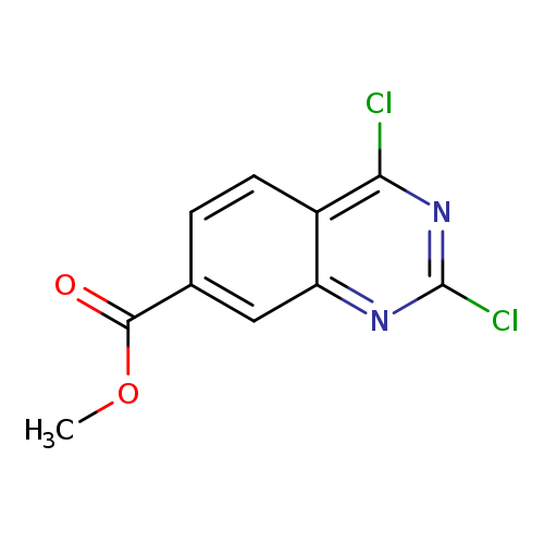 COC(=O)c1ccc2c(c1)nc(nc2Cl)Cl