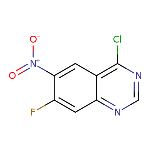 [O-][N+](=O)c1cc2c(Cl)ncnc2cc1F