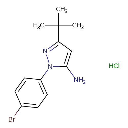 Brc1ccc(cc1)n1nc(cc1N)C(C)(C)C.Cl