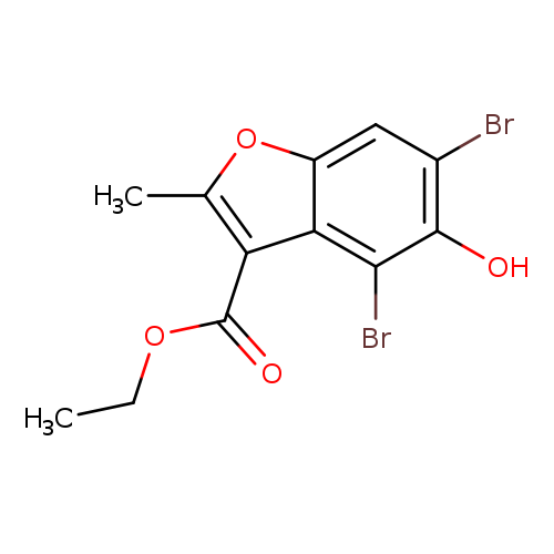 CCOC(=O)c1c(C)oc2c1c(Br)c(c(c2)Br)O