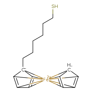 SCCCCCC[C-]12[CH]3=[CH]4[Fe+2]5678923([CH]1=[CH]45)[CH-]1[CH]6=[CH]8[CH]9=[CH]71