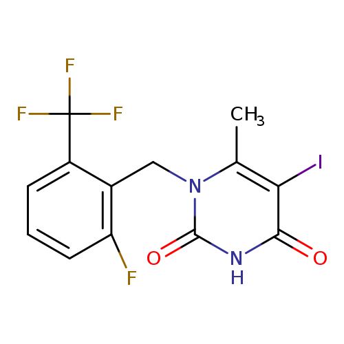 Fc1cccc(c1Cn1c(=O)[nH]c(=O)c(c1C)I)C(F)(F)F