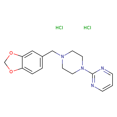 c1cnc(nc1)N1CCN(CC1)Cc1ccc2c(c1)OCO2.Cl.Cl