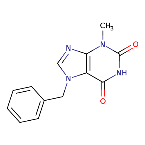 O=c1[nH]c(=O)n(c2c1n(cn2)Cc1ccccc1)C