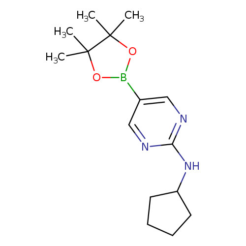 CC1(C)OB(OC1(C)C)c1cnc(nc1)NC1CCCC1