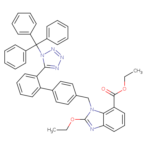 CCOc1nc2c(n1Cc1ccc(cc1)c1ccccc1c1nnnn1C(c1ccccc1)(c1ccccc1)c1ccccc1)c(ccc2)C(=O)OCC