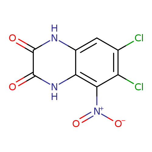 Clc1cc2[nH]c(=O)c(=O)[nH]c2c(c1Cl)[N+](=O)[O-]