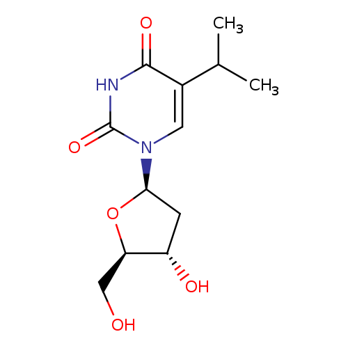 OC[C@H]1O[C@H](C[C@@H]1O)n1cc(C(C)C)c(=O)[nH]c1=O