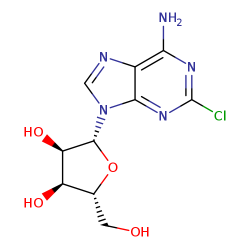 OC[C@H]1O[C@H]([C@@H]([C@@H]1O)O)n1cnc2c1nc(Cl)nc2N