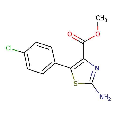 COC(=O)c1nc(sc1c1ccc(cc1)Cl)N